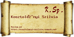 Kosztolányi Szilvia névjegykártya